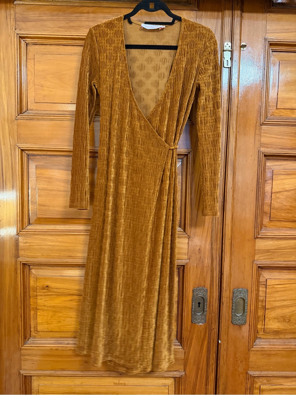 Lisa Says Gah Velvet Wrap Maxi Dress in Mustard